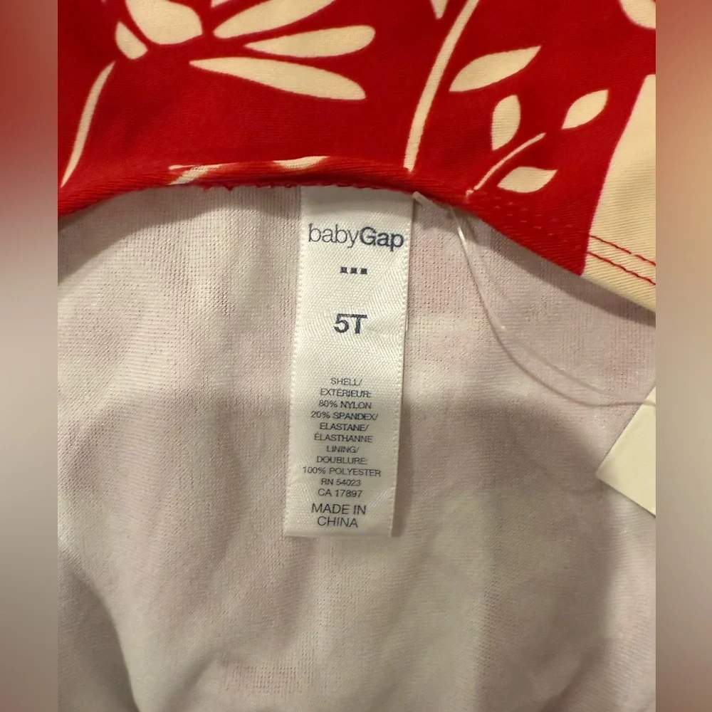 GAP Red and Cream Floral Halter One-Piece Swimsuit - Kids